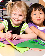 3-year-olds enjoy practicing coloring and using scissors